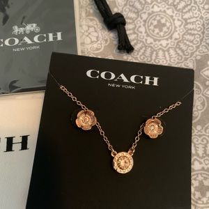 Coach Rose Gold Necklace & Earrings Set